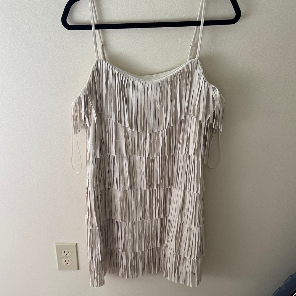 NWT Francesca's Collections Cream Suede Fringe  Dress